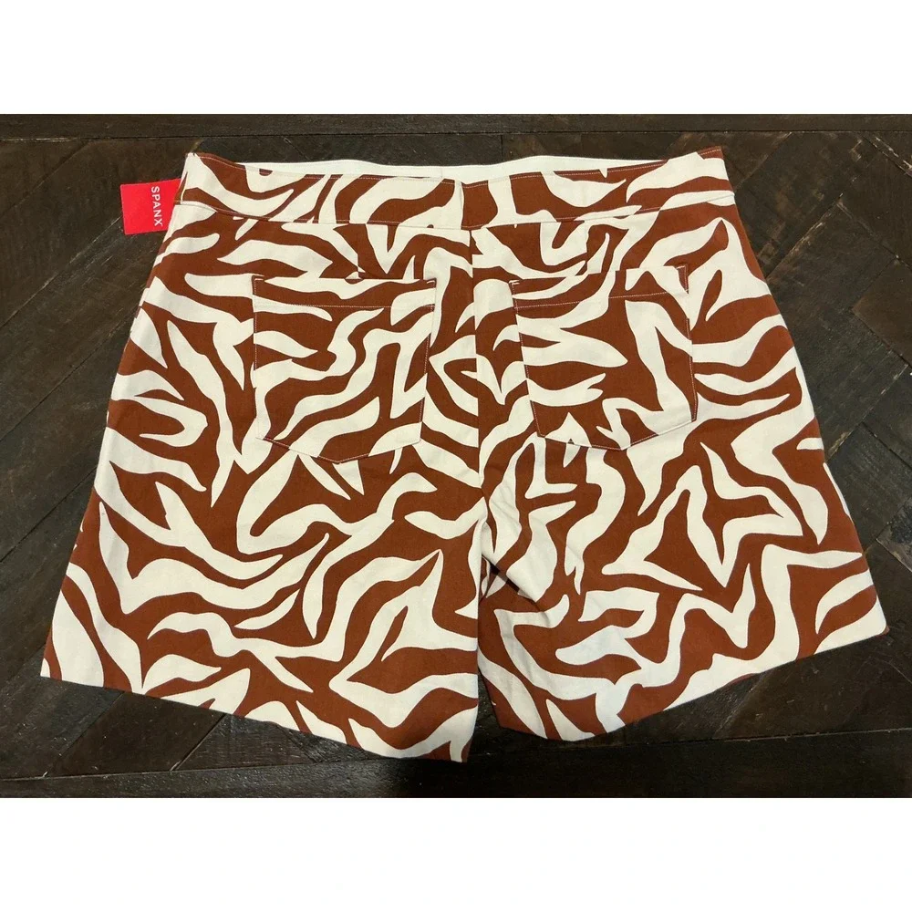 Spanx Polished 6" Short Print Zebra Brown White 20371R XL NWT - Picture 4 of 11
